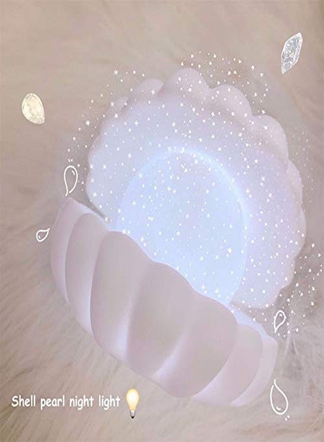 MeeTo Beach Themed Pearl Shell Lamp, Bedside LED Ocean Nightlight Mermaid Fairy Clamshell Portable Lights for Bar, Home Decoration, Birthday, Christmas Gift, Random Color, (Pack of 2) - Image 3